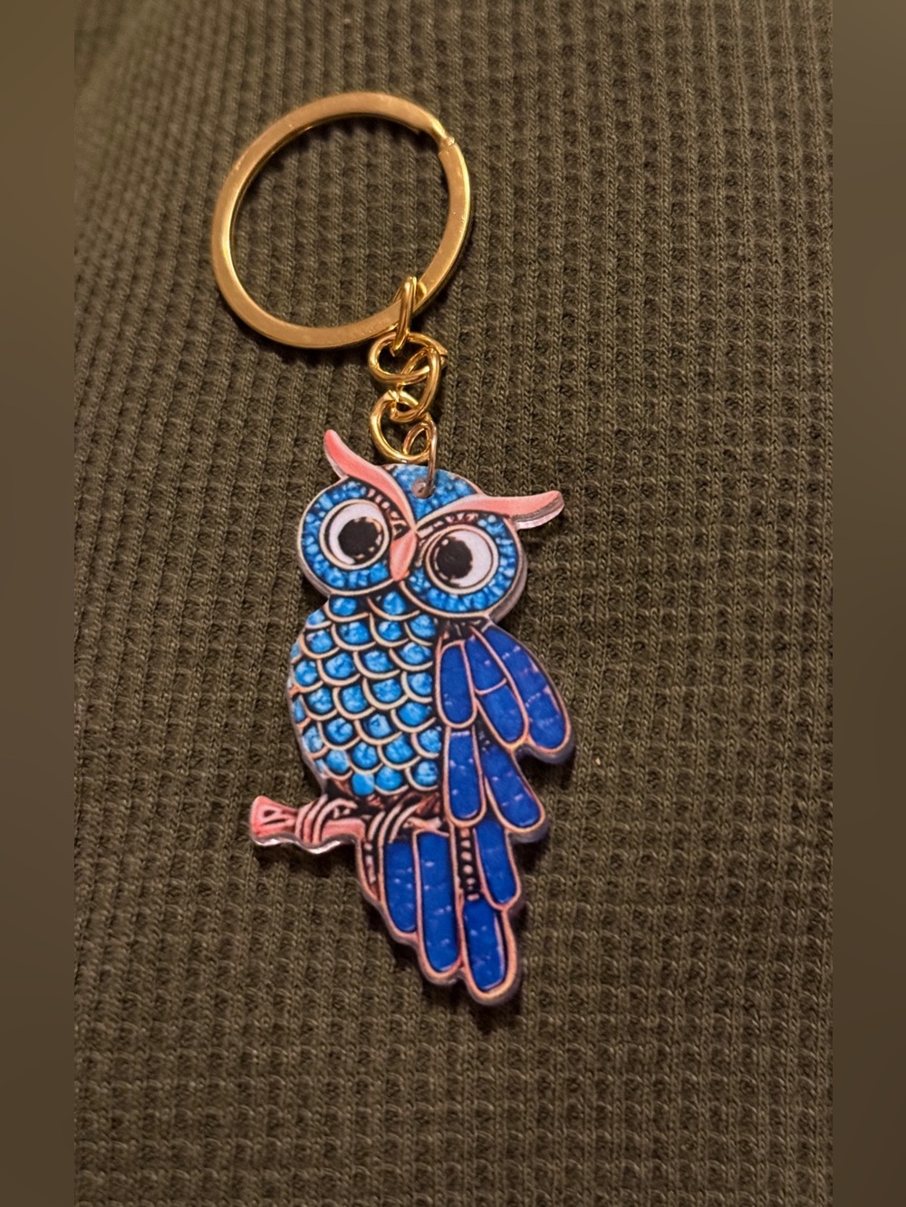 Blue and Pink Owl Keychain